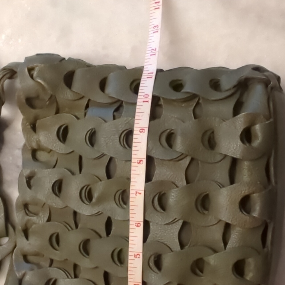 Anthropologie Looped Leather Crossbody Bag In Olive Green - Picture 3 of 14